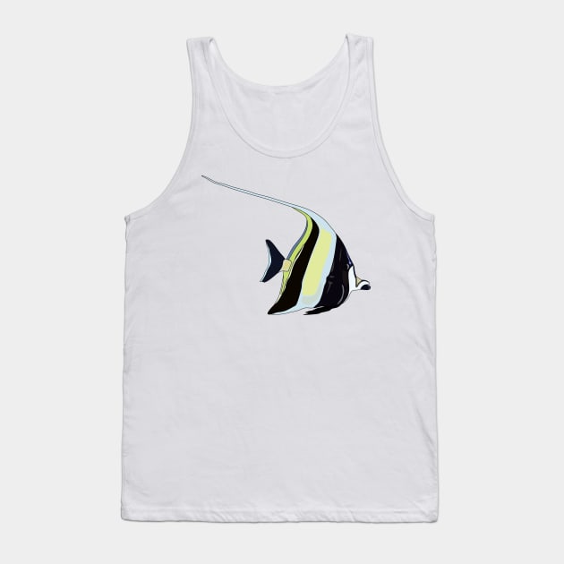 Moorish idol fish cartoon illustration Tank Top by Miss Cartoon